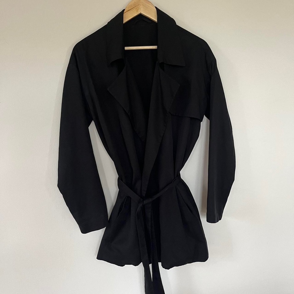 All Saints Belted Mid-Length Trench Coat (Black)